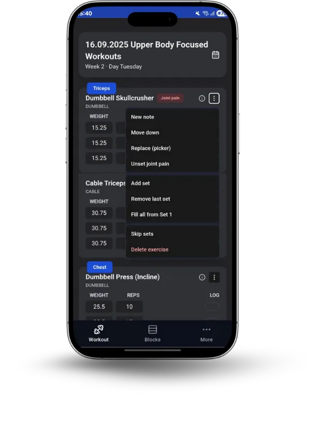 BoldMove App – Aktuelles Training